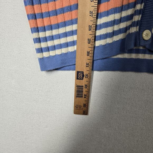 VTG Country Shop Cardigan Sweater Sz S* Multi Rainbow Striped Cotton Union Made - Picture 14 of 15